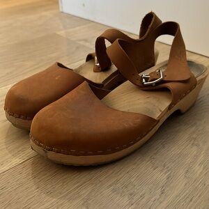 Swedish Clogs Low Brown Oiled Nubuck Leather by Lotta from Stockholm - Size 38